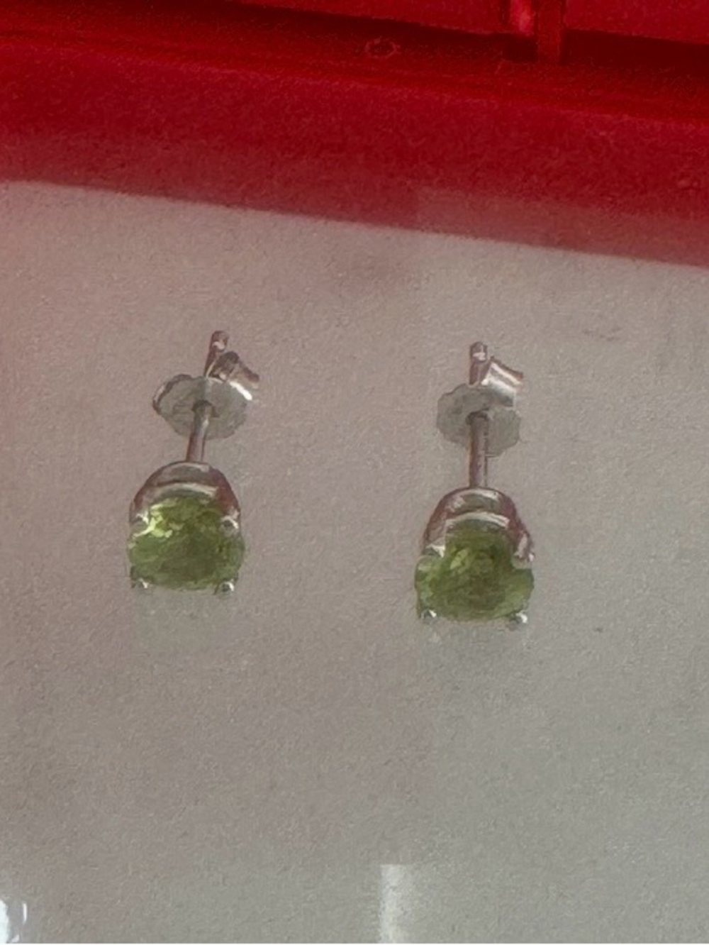 5mm Natural Peridot Gemstone Studs-S925-Sterling Silver
